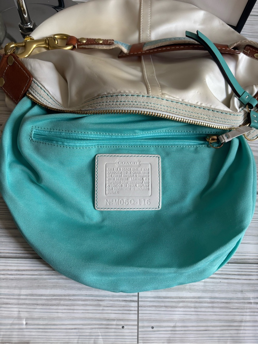 Vintage Y2K Coach Ivory Satin Hampton Shoulder Hobo Bag - Picture 8 of 15